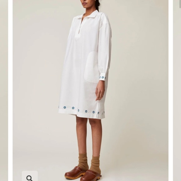 Moismont Maelle Dress N°735 Poplin White - Flower embroidery - Picture 1 of 11